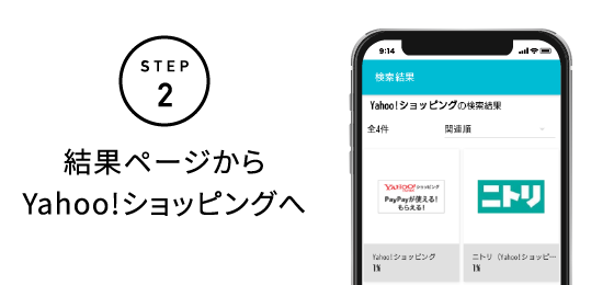 STEP2 結果ページからYahoo!ショッピングへ
